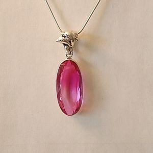 Multi colored tourmaline pendant with 16in  S.S. chain